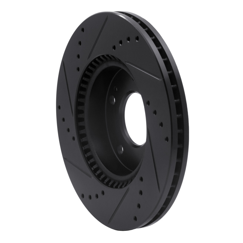 Hyundai Elantra Brake Rotor (1) - Front Right - R1 Concepts - Drilled & Slotted - Black - `03-`13